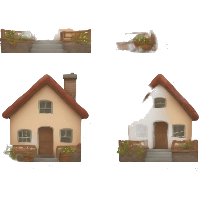 Create a cozy house emoji with eyes and hands, giving it a welcoming and lively personality. Use a warm, inviting color palette to convey comfort and safety. Keep the design simple yet detailed to express its character at a small size.
 emoji