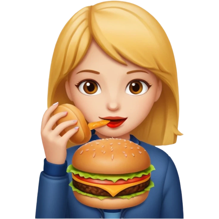 a girl eating a burger emoji
