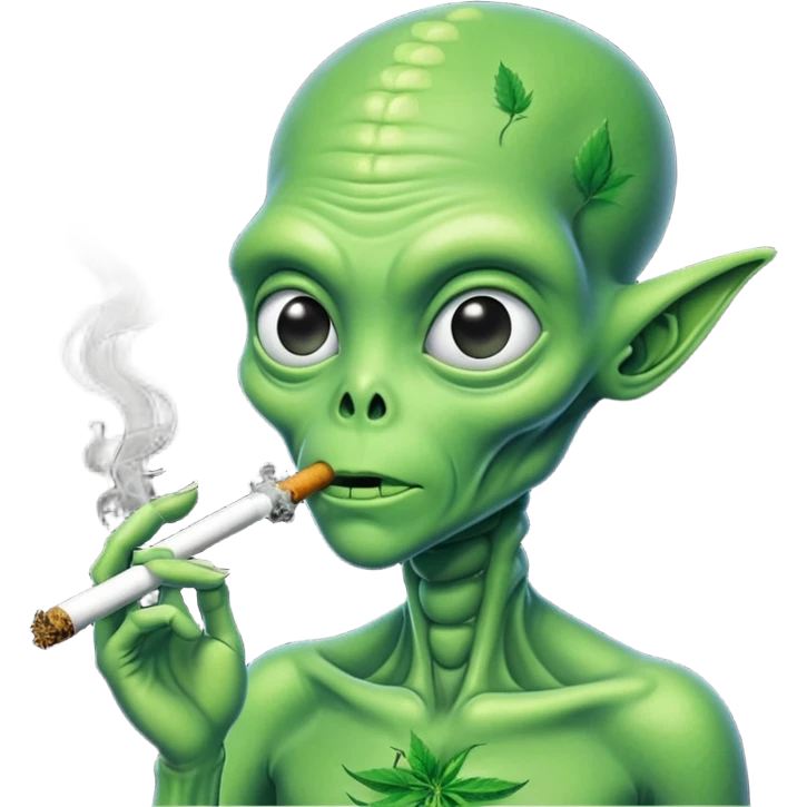 Alien smoking weed emoji