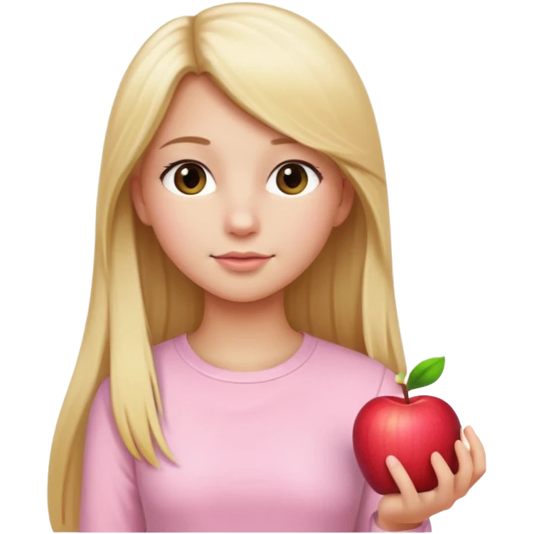 girl in light pink clothes, blonde with long straight hair, side view, pose, Apple emoji style, variation 2 emoji