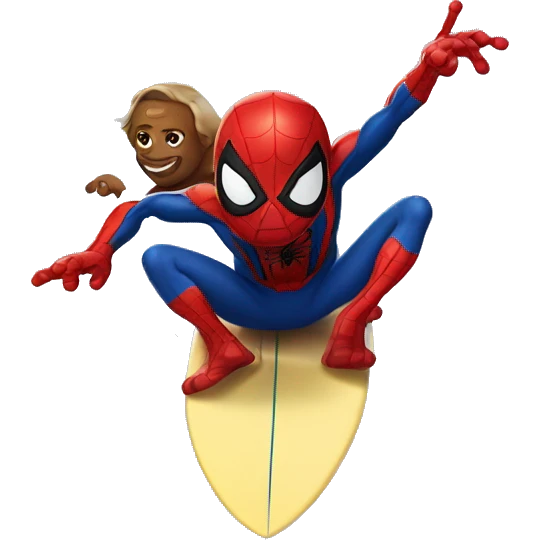 spiderman surfing on baby spiders emoji