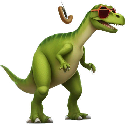 Dinosaur with sunglasses and umbrella  emoji