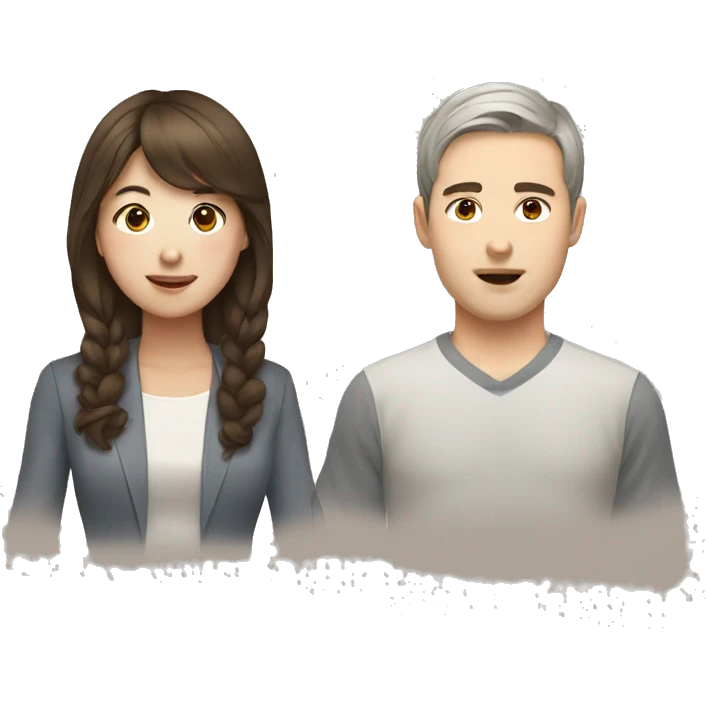 south korean girl and brown haired white guy emoji