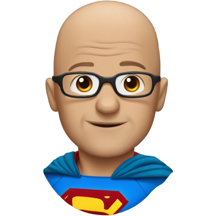 Superman with no hair, red beard and glasses  emoji