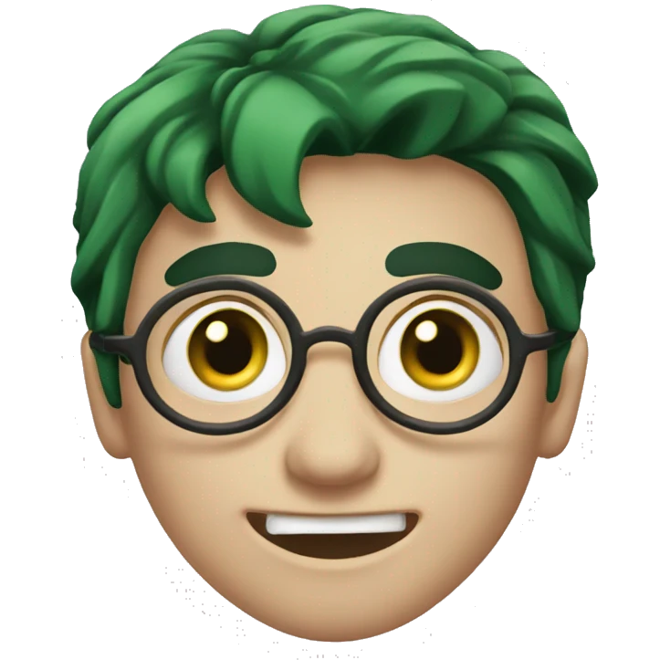 Harry potter with green eyes and lightening scar emoji