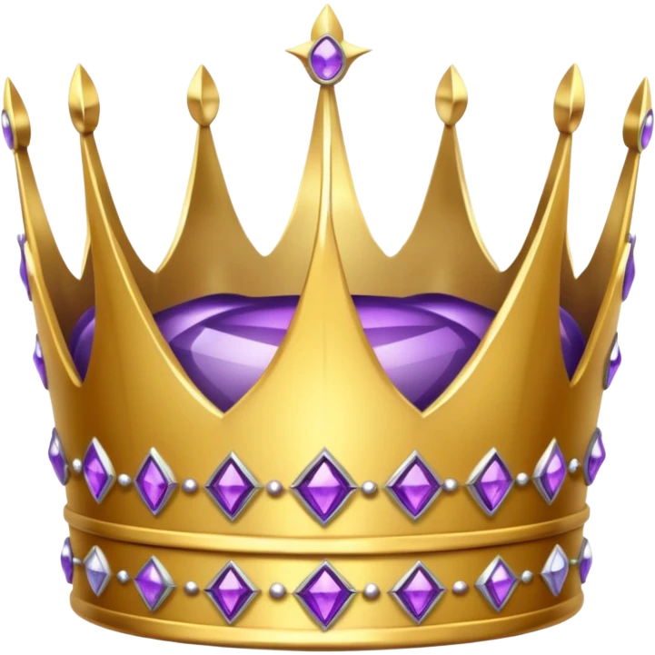 Golden crown with purple and silver gems emoji