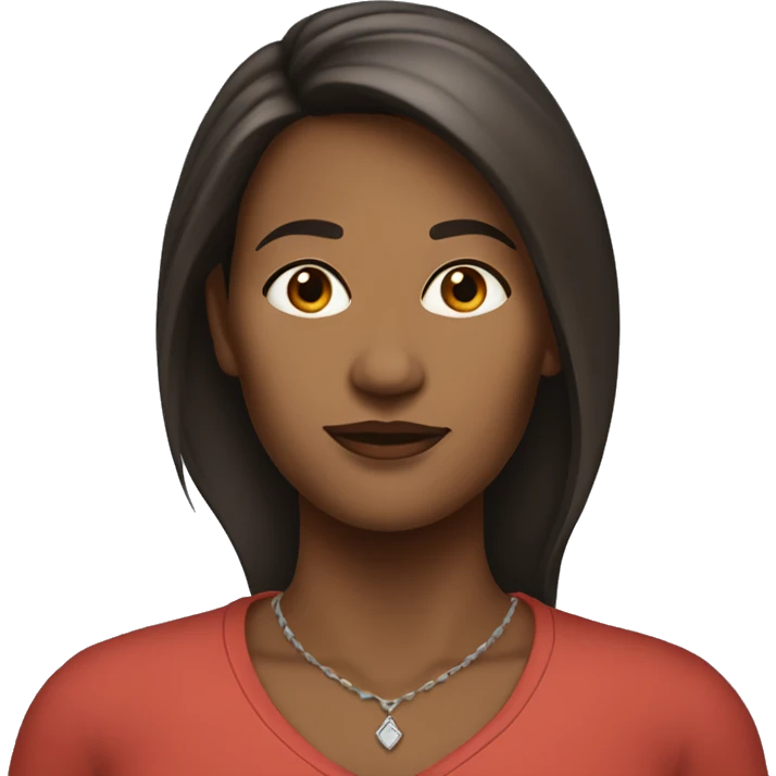 woman in her forties, slightly dark, square brown hair, with a piercing on the top of her cheek emoji
