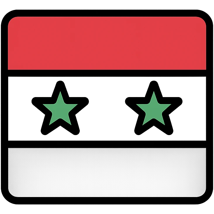 new Syrian flag with highly abstract shapes and bold colors, flat icon style emoji