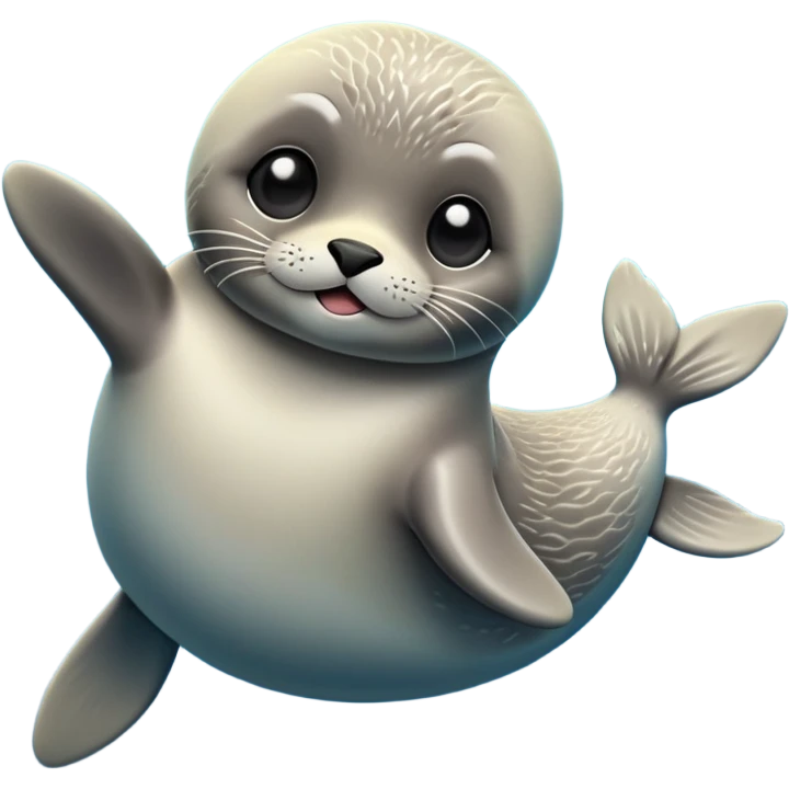 cinematic-seal-realistic-full-body-lounging-emoji,-sleek-body-stretched,-short-smooth-fur-glinting-in-the-sea-breeze,-flippers-tucked-comfortably-beneath-its-body,-large-dark-eyes-filled-with-playful-curiosity emoji