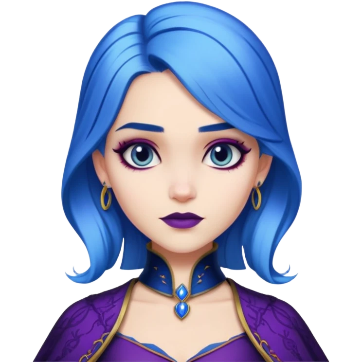 Evie from Descendants, blue hair, fashion-forward outfit, daughter of the Evil Queen emoji