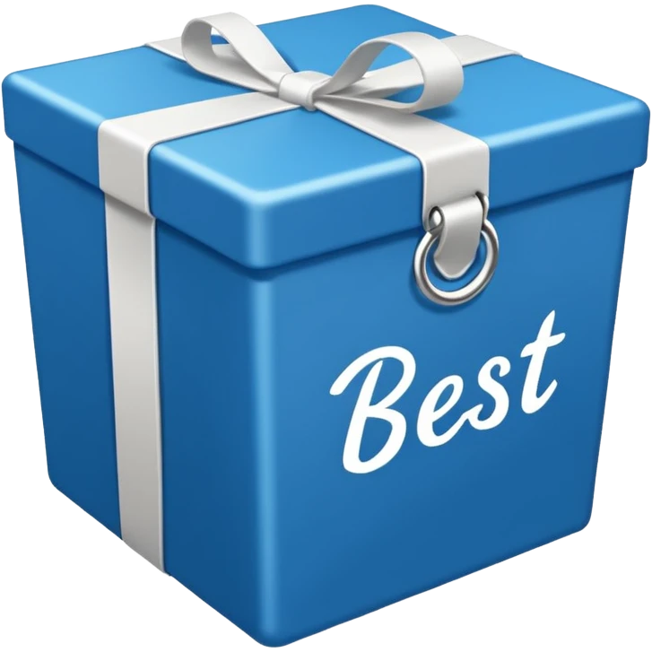 All Blue box with the words ‘Best Kept’ written on it in cursive  emoji