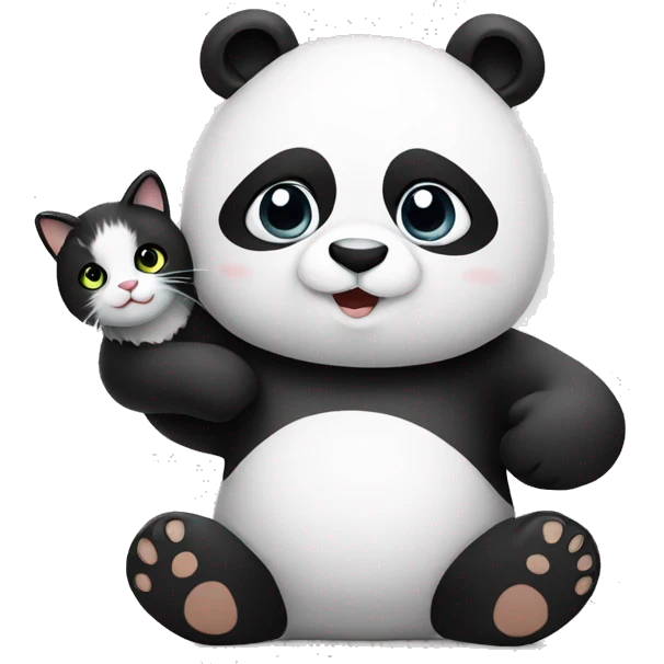 Panda holding a cat emoji