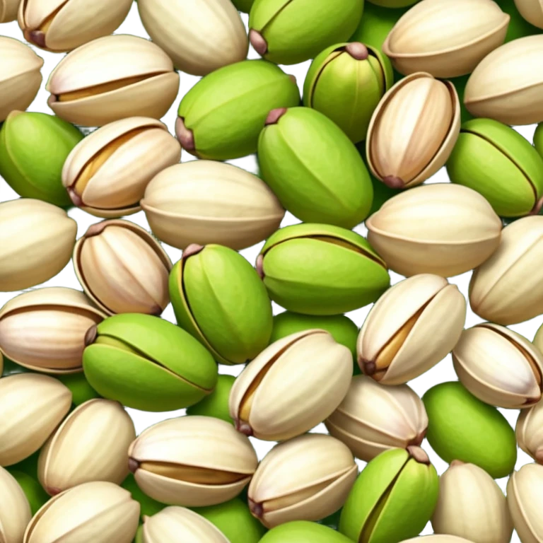 Heap of raw pistachios with shells, natural and organic, close-up view emoji