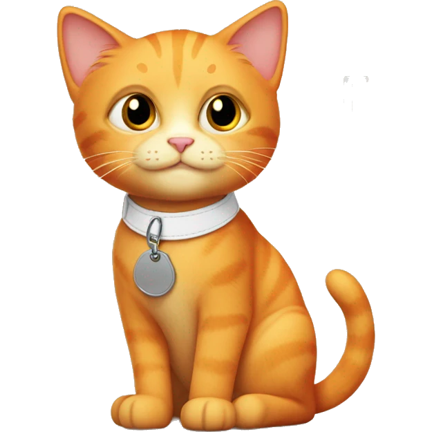 orange cat with a name tag that says “fry” emoji