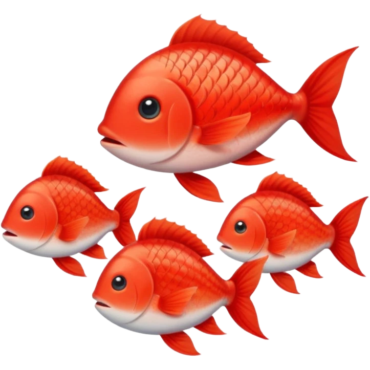 4 pesciolini rossi monto carini, di cui due genitori e due piccole femmine  emoji