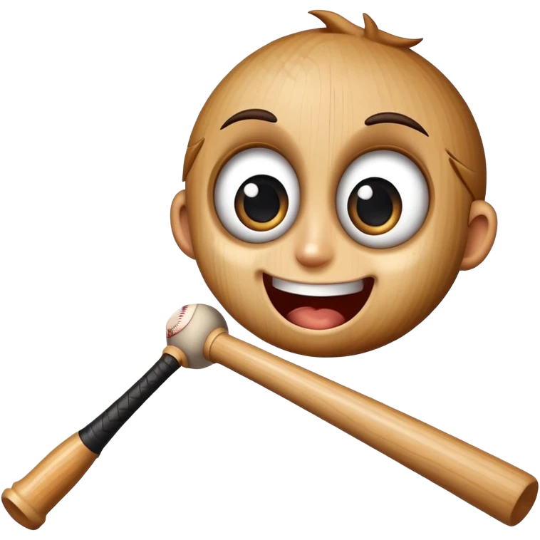 Baseball bat with big eyes and a happy expression emoji