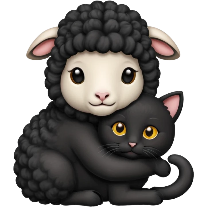 SHeep hugging 1 black cat emoji
