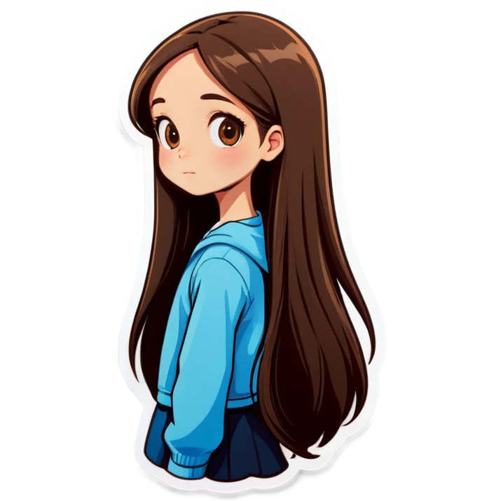 Girl with long straight brown hair  emoji