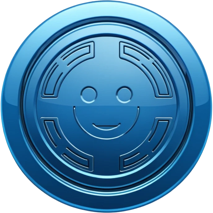 Coin in shiny blue glossy digital circuit style design emoji