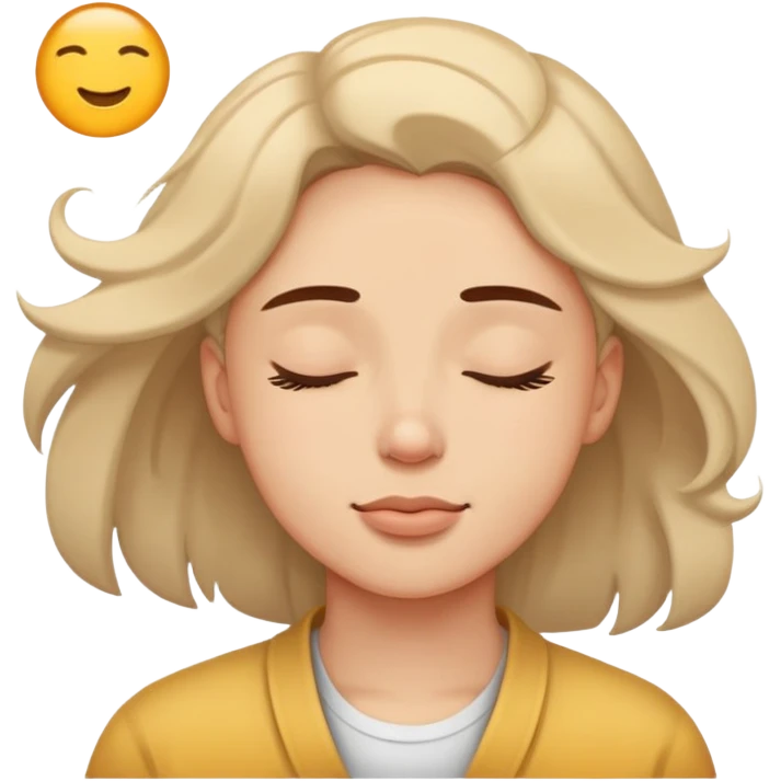 person relaxing with eyes closed enjoying a pleasurable breeze on their face emoji