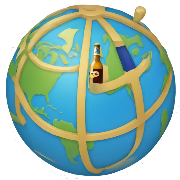 a globe holding a beer emoji
