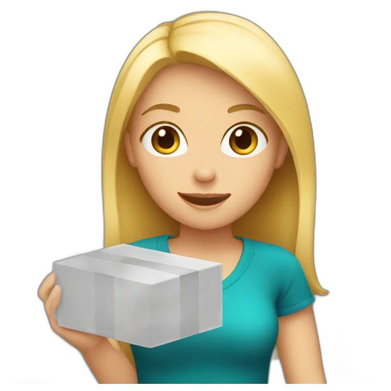 Blond girl holding a box emoji