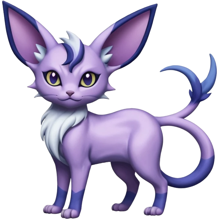 Dusky Purple-Navy Velvet-Coated Shadow-Striated Elegant Feline Absol-Espeon-hybrid-creature (full body) emoji