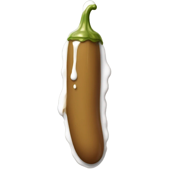 Light-brown skinny long pickle with white paint dripping emoji