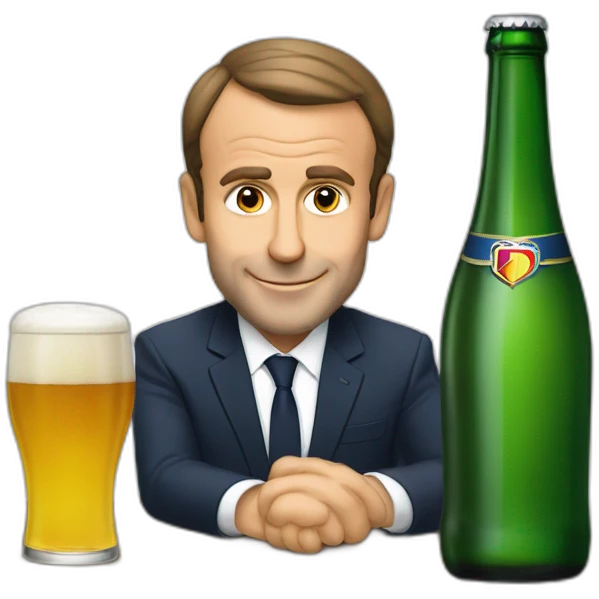 macron boit une bierre emoji