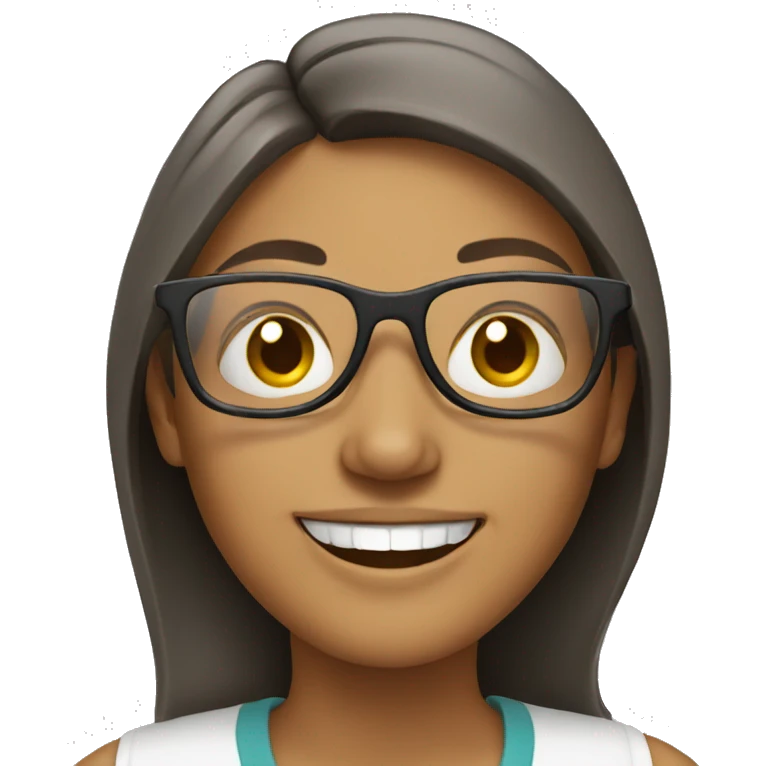 Woman with glasses smiling emoji