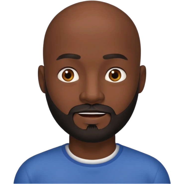 Dark skin bald man with black beard emoji