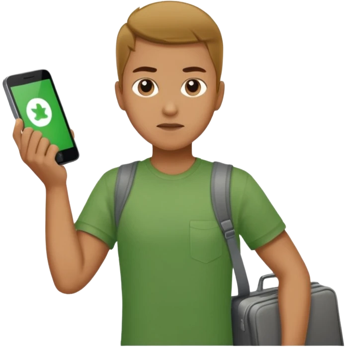 Tourist Character in green Shirt Moving with purpose through the terminal. emoji