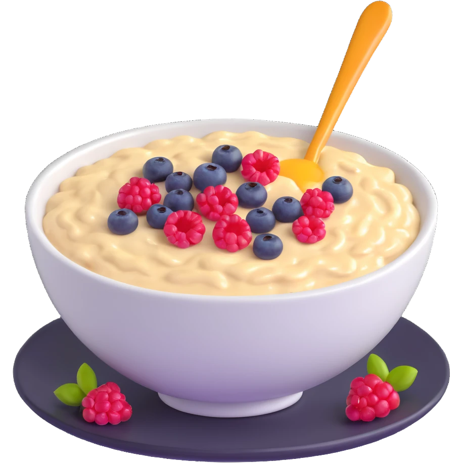 bowl of oatmeal porridge with honey and berries emoji