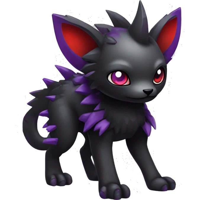 Cute cool dark punk gothic futuristic black red purple animal hybrid Fakemon full body emoji