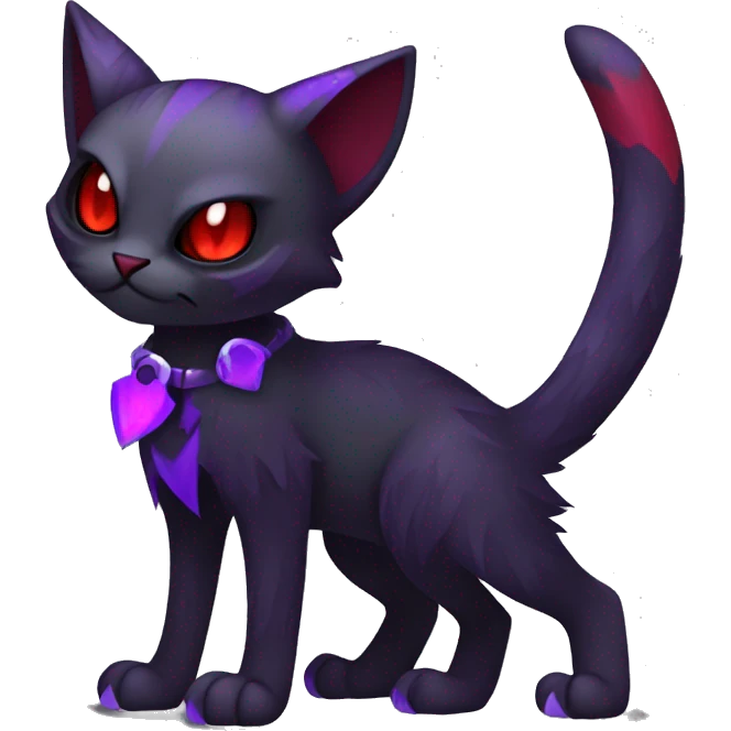 Vampiric dark edgy gothic cat fakemon with red purple edgy markings full body emoji