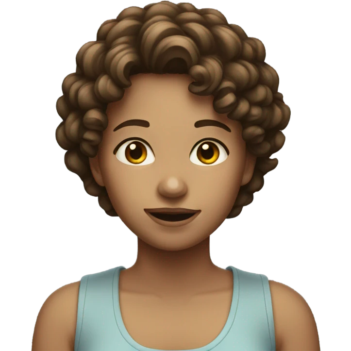 girl with short curly brown hair emoji