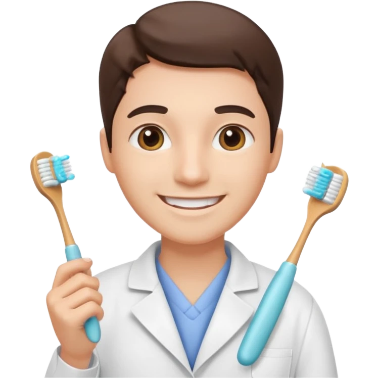 dentist, smiling, holding toothbrush emoji