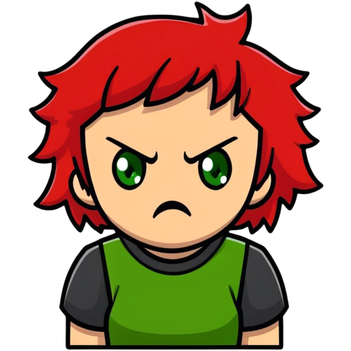 Angry girl with red hair and green eyes emoji