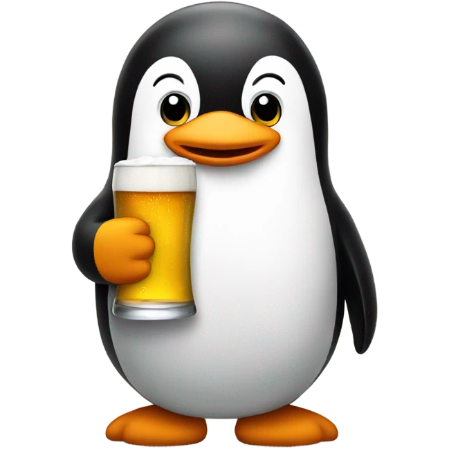 pinguin that holds a beer  emoji