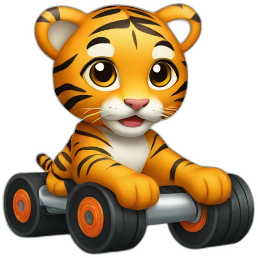 tiger cub on rollers emoji