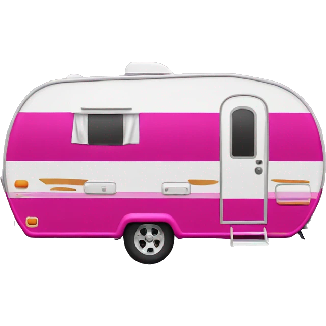 Realistic fuschia camping travel trailer isolated.  emoji