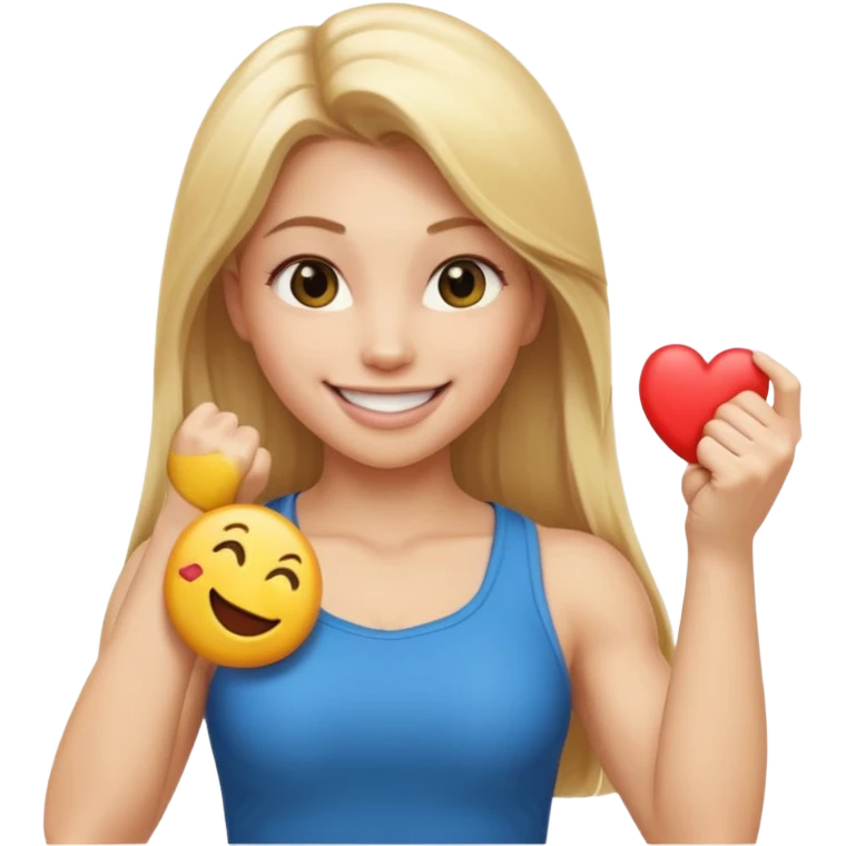 blonde long straight hair young women show biceps emoji emoji