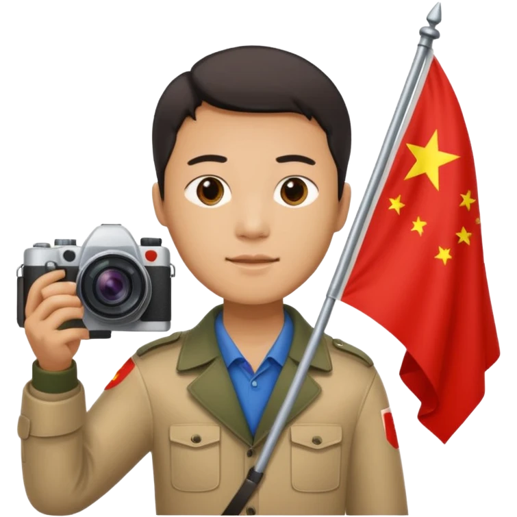 A Chinese man with a Chinese flag and a camera emoji