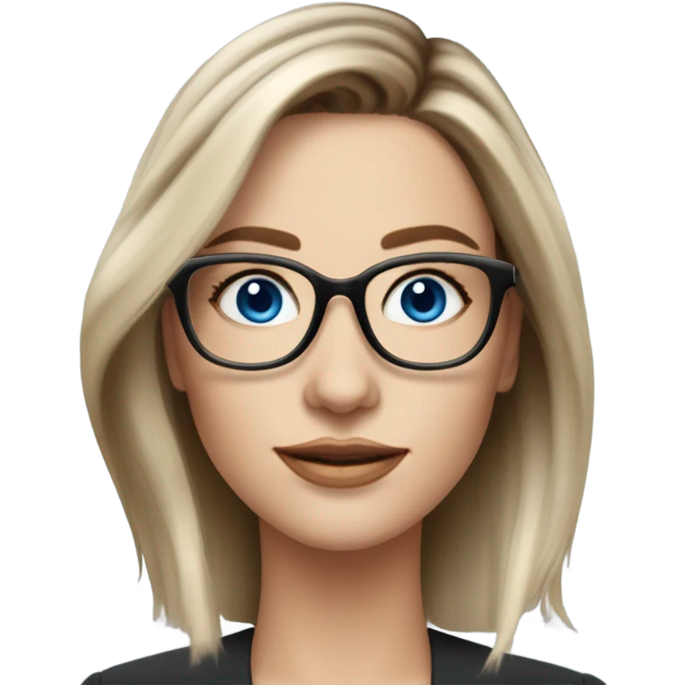 Shoulder length Balayage pale beautiful corporate woman with glasses and blue eyes emoji