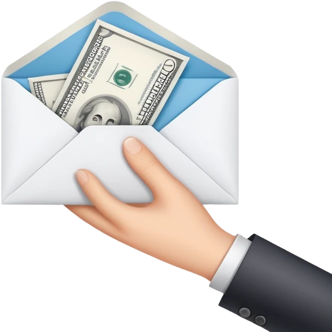 hand receiving salary envelope emoji