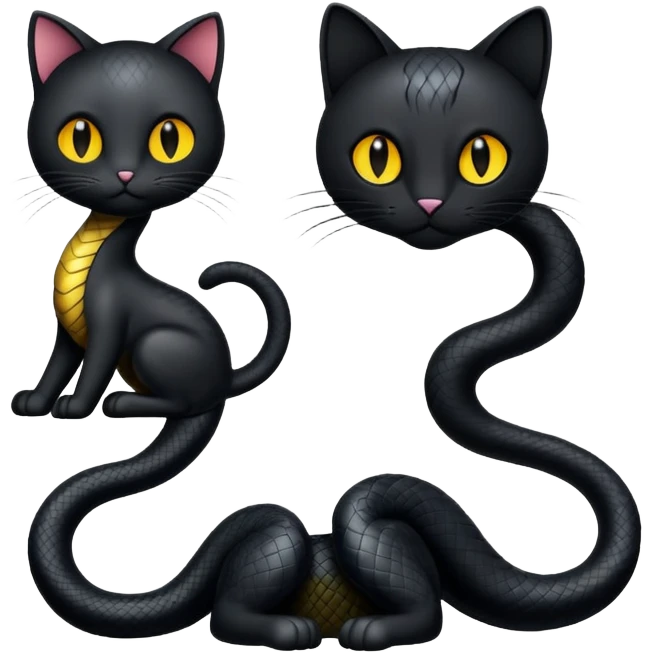 Poignard noir serpent et chat mignon emoji
