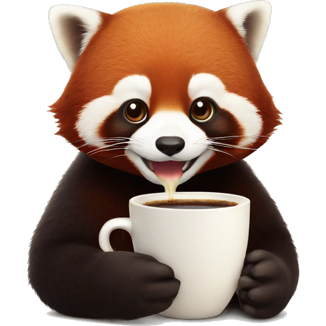 red panda qui fait une pause café emoji