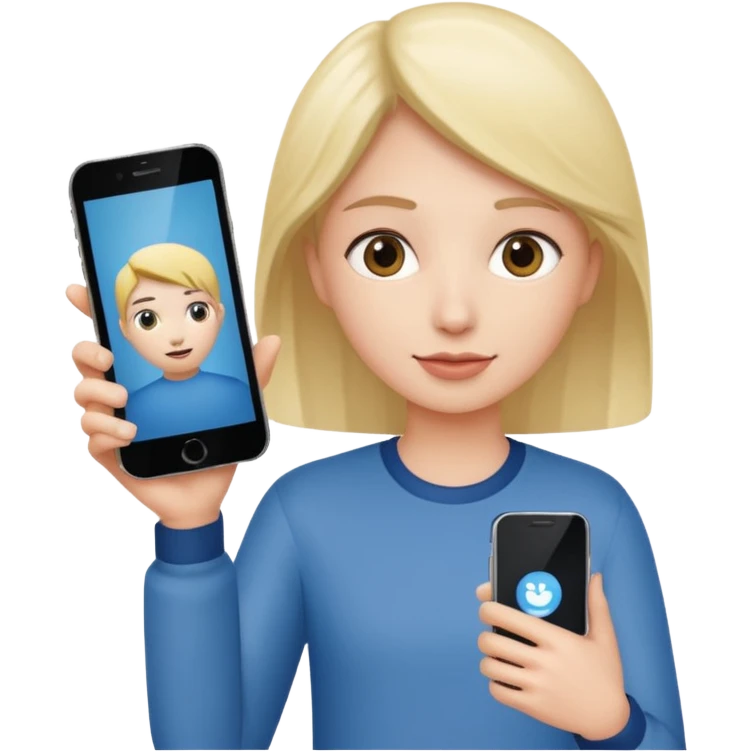 pink video call between one person holding the phone with a person on the phone screen emoji