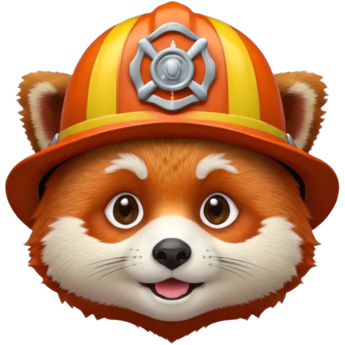 a red Panda head with a fireman's hat  emoji