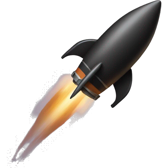 A black rocket, showing the symbol 0 emoji